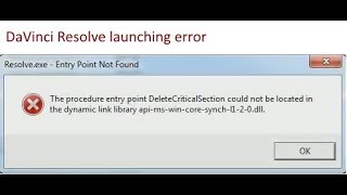 How to run DaVinci Resolve on Windows 7 and 8 The procedure entry point DeleteCrytical error [upl. by Alwin]