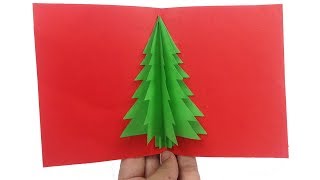 How to Make Christmas Tree Pop Up Card  Easy 3D Christmas Pop Up Card for Christmas 2018 Cards [upl. by Yhtir]