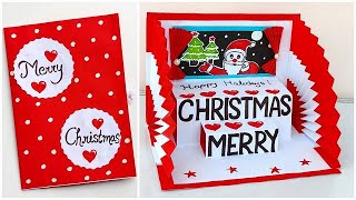 DIY Merry Christmas pop up card 2023  Christmas greeting card making handmade  Santa claus card [upl. by Krilov461]