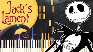 PIANO TUTORIAL Jacks Lament  Tim Burtons The Nightmare Before Christmas Easy Piano Synthesia [upl. by Kristan]