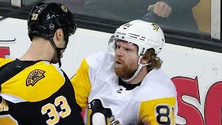 Chara gives Kessel a shot during Bruins amp Penguins scrum [upl. by Terraj]