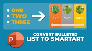 How to convert bulleted list to SmartArt in PowerPoint presentation [upl. by Pearline]