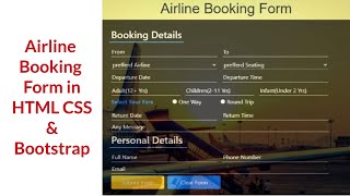 Airline Booking Form  HTML  CSS  BOOTSTRAP [upl. by Avenej]