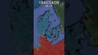 Invasion of Denmark WW2 Every Hour With Units shorts animation map [upl. by Elleinet]