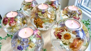 How to Make Resin Candle Holders With Real Flowers Resin Art Tutorial [upl. by Lotz940]