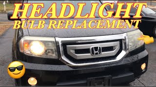 HONDA PILOT HEADLIGHT BULB REPLACEMENT Plus Headlight Bulb Comparison [upl. by Eenel]