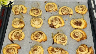 Puff Pastry Cinnamon Roll  ساده ترین رول دارچین 👌🏻 [upl. by Melton908]