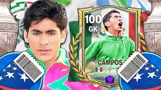 IS HE A GOOD GK 100 OVR COPA AMÉRICA HEROES PLAYER JORGE CAMPOS REVIEW  FC MOBILE 24 [upl. by Gloriana]