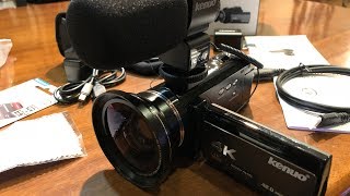 格安4Kビデオカメラ（本体＋広角レンズ＋マイク）レビュー kenuo 4K Camera [upl. by Sirron]