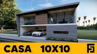 PLANO DE CASA 10 X 10 METROS 100m2 [upl. by Euk]