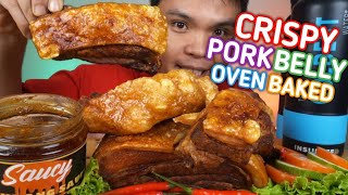 CRISPY PORK BELLY OVEN BAKED with SAUCY MUKBANG SAUCE [upl. by Ki]