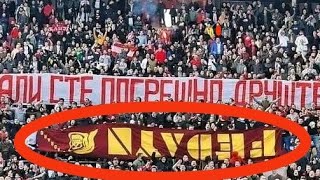 The ultras from AS Roma Fedayn had their tarpaulins stolen by Red Star Belgrad football hooligans [upl. by Lock257]