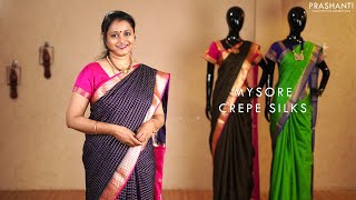 Mysore Crepe Silk Sarees  7 Apr 2021  Prashanti [upl. by Haisa]