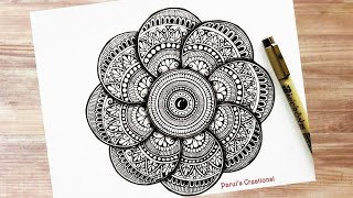 3D Mandala Art  How to draw mandala art for beginners  3D Eight petals mandala art  Tutorial [upl. by Hamirak]