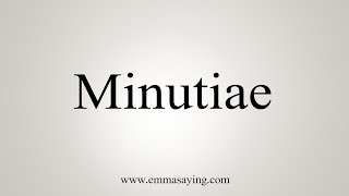 How To Say Minutiae [upl. by Nwadrebma677]