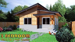 49 SQM  3 BEDROOM  HALF AMAKAN  HALF CONCRETE HOUSE DESIGN IDEA  SIMPLE HOUSE DESIGN [upl. by Ofelia]