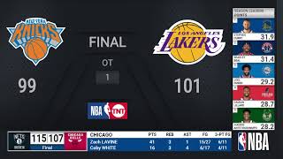 Knicks  Lakers  NBA on TNT Live Scoreboard [upl. by Shelah]