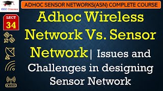 L34 Adhoc Wireless Network Vs Sensor Network Issues and Challenges in designing Sensor Network [upl. by Axe]