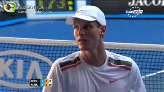 Nicolas Almagro hits Tomas Berdych  Australian Open 2012 [upl. by Birkle337]