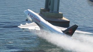 Very Amazing landing at San Francisco airport  Air Canada B747 [upl. by Moritz]