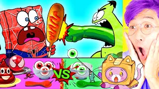 LANKYBOX REACTS to SPONGEBOB RED vs GREEN MUKBANG HILARIOUS [upl. by Clower917]