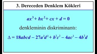 3 DERECEDEN DENKLEM KÖKLERİ [upl. by Moulton668]