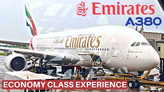 EMIRATES AIRBUS A380 ECONOMY  Dubai  Bangkok  Flight Review [upl. by Arnoldo]