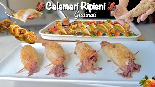 CALAMARI RIPIENI GRATINATI 🦑 ricetta facile e veloce 🦑 Tutto a freddo [upl. by Rora535]