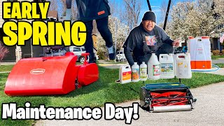 Early Spring Lawn Care Maintenance Day Webb H12r Swardman Edwin Ego Mow Mollycoddle Products Spray [upl. by Llertnahs]