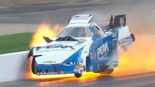 John Force has a HUGE crash in Chicago during qualifying [upl. by Zuzana961]