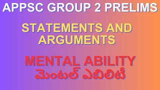 Statements and Arguments in Telugu  Mental Ability  APPSC Group 2 New Syllabus  Prelims  2023 [upl. by Genaro584]