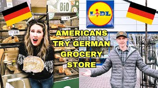 🇩🇪 Checking out GERMAN Grocery Store LIDL as AMERICANS for the first time [upl. by Rolland847]