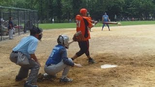 Softball Action In New York Citys Central Park On Fathers Day [upl. by Pennie897]