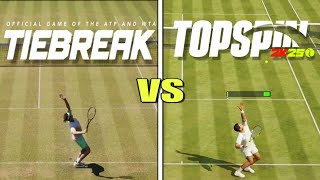 TopSpin 2K25 vs Tiebreak • Gameplay and Graphics Comparison [upl. by Nodnnarb]