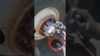 How remove an axle on semi truck with wedges around the studs [upl. by Conchita]