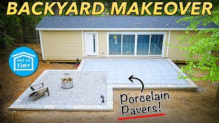 How to install PORCELAIN PAVERS  BACKYARD PATIO MAKEOVER DIY [upl. by Elohc]