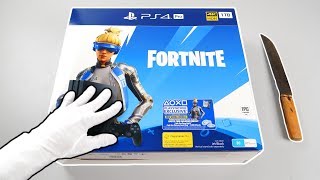 PS4 Pro quotFORTNITE EDITIONquot Console Unboxing Neo Versa skin bundle Battle Royale PlayStation 4 [upl. by Rexer]