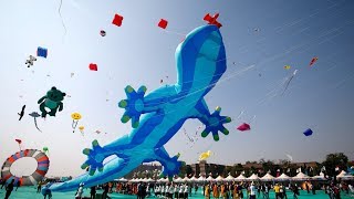 Over 45 countries participate in Indias vibrant kite festival [upl. by Eelytsirk]