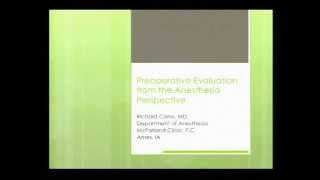 Preoperative Evaluation from the Anesthesia Perspective Dr Richard Cano 7914 [upl. by Atwood]