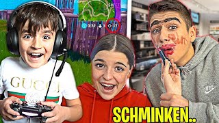 Meine KLEINE Schwester SCHMINKT mich für JEDEN KILL  Fortnite Challenge [upl. by Hayifas]