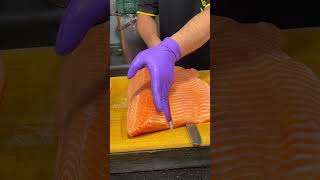 Satisfying Skill How to Perfectly Remove Salmon Skin for Sushi salmon sushi Sashimi [upl. by Hoopes703]