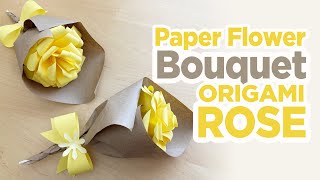 How to Make Paper Flower Bouquet  Origami Rose  Paper Rose Bouquet [upl. by Akemrej]