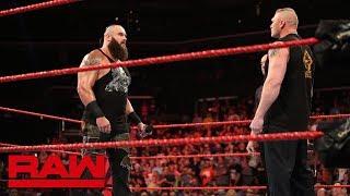 Braun Strowman and Brock Lesnar throw down before WWE Crown Jewel Raw Oct 29 2018 [upl. by Sirronal]