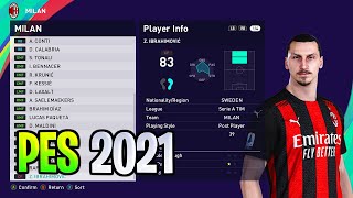 Ac Milan players Ratings amp Faces  PES 2021 [upl. by Inilahs981]