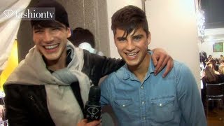 Versace FallWinter 201314 BACKSTAGE  Milan Mens Fashion Week  FashionTV [upl. by Garnett]