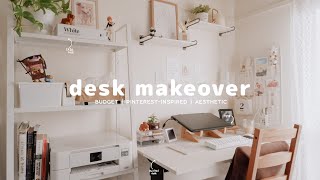 Aesthetic Desk Makeover 🌼  Cozy Minimal amp Pinterest inspired Setup🍒 [upl. by Nivat790]