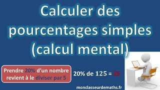 Calculer des pourcentages simples calcul mental [upl. by Annawt831]