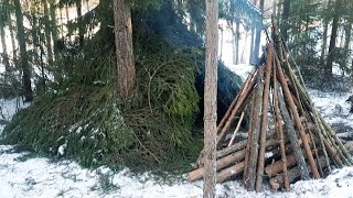 Winter Camping in a Shelter  Sweden 2019 [upl. by Inanak]