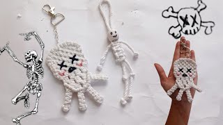 DIY Macrame Keychain Tutorial  Macrame Skull Keychain  Macrame Halloween Project [upl. by Innoj]