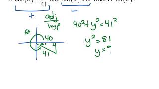 Finding sin theta given cos and sign for sin [upl. by Tri]